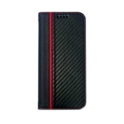 AC-P23P-PB CBR [iPhone 15 Pro 用 ソフトレザー手帳型ケース カーボン/レッドライン]
