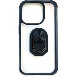 AC-P23P-TR BK [iPhone 15 Pro 用 耐衝撃背面クリアケース スマホリング付 ブラック]