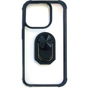 AC-P23P-TR BK [iPhone 15 Pro 用 耐衝撃背面クリアケース スマホリング付 ブラック]