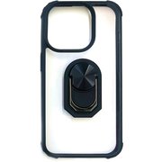 AC-P23PX-TR BK [iPhone 15 Pro Max 用 耐衝撃背面クリアケース スマホリング付 ブラック]