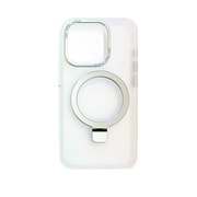 AC-P23P-MRS CL [iPhone 15 Pro 用 磁気ワイヤレス充電対応〈メタルレンズカード〉スタンドリング付き背面ケース クリア]