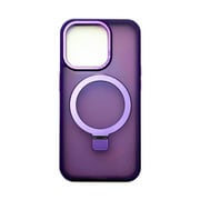 AC-P23P-MRS PR [iPhone 15 Pro 用 磁気ワイヤレス充電対応〈メタルレンズカード〉スタンドリング付き背面ケース パープル]