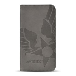 MD754263 [iPhone 15 用 AVIREX 手帳スタンプロゴスエード グレー]