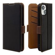 7574IP361BO [iPhone 15/iPhone14/13用 ケース カバー 手帳型 薄型 耐衝撃吸収 カード入れ スタンド機能 サイドマグネット BK×BR]