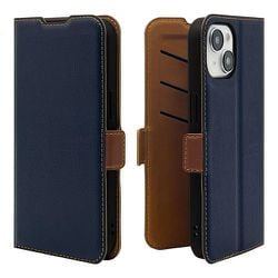 7575IP361BO [iPhone 15/iPhone14/13用 ケース カバー 手帳型 薄型 耐衝撃吸収 カード入れ スタンド機能 サイドマグネット NV×BR]