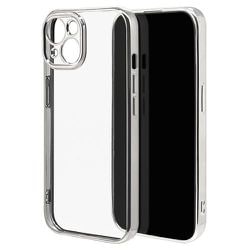 7594IP361TP [iPhone 15用 ケース カバー TPU 極限保護 精密設計 クリア 透明 メタルフレーム シルバー]