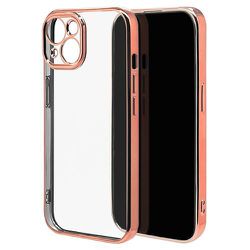 7595IP361TP [iPhone 15用 ケース カバー TPU 極限保護 精密設計 クリア 透明 メタルフレーム ピンクゴールド]