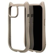 7637IP361HB [iPhone 15/iPhone14/13用 ケース カバー ハイブリッドTPU×PC 猫耳 ネコミミ 背面クリア mimi トープ]