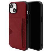 7641IP361HB [iPhone 15用 ケース カバー ハイブリッド PUレザー カードポケット付きケース レッド]