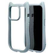 7699IP361PHB [iPhone 15 Pro用 ケース カバー ハイブリッドTPU×PC 猫耳 ネコミミ 背面クリア mimi スモーキーブルー]