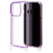 7705IP361PHB [iPhone 15 Pro用 ケース カバー ハイブリッドケース TPU×PC 2Way ストラップホールパーツ脱着式 パープル]