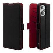 7714IP367PBO [iPhone 15 Pro Max用 ケース カバー 手帳型 薄型 耐衝撃吸収 カード入れ スタンド機能 サイドマグネット BK×RD]