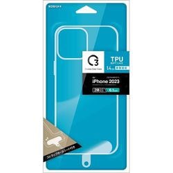 C2IP32TPSTCL [iPhone 15用 Crystal Clear Case TPUケース 1.4mm CL ストラップシート付き]