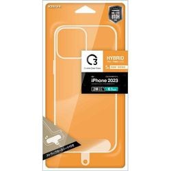 C2IP32HASTCL [iPhone 15用 Crystal Clear Case ハイブリッドケース RHINO TPU×アクリル 5H 衝撃吸収 MIL規格準拠 CL ストラップシート付き]
