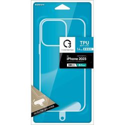 C2IP33TPSTCL [iPhone 15 Pro用 Crystal Clear Case TPUケース 1.4mm CL ストラップシート付き]
