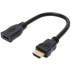 HDMI延長ケーブル 曲げて固定 グースネックタイプ 4K/HDR対応 0.15m HET-G015/BK