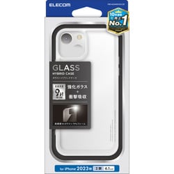 PM-A23AHVCG1CR [iPhone 15 用 ケース ハイブリッド カバー 衝撃吸収 カメラレンズ保護設計 ワイヤレス充電可 ストラップホール付 背面ガラスクリア 硬度9H クリア]