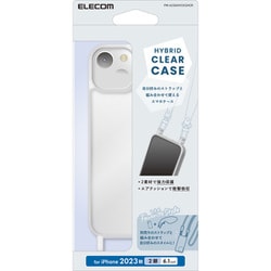 PM-A23AHVCKSHCR [iPhone 15 用 ケース ハイブリッド カバー 衝撃吸収 カメラレンズ保護設計 ワイヤレス充電可 ショルダーストラップホール付 クリア]