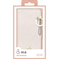 PM-A23APLFJM2WH [iPhone 15 用 ケース レザー カバー 手帳型 マグネット フラップ 衝撃吸収 ワイヤレス充電可 フィンガーストラップ付 スタンド機能付 ミラー付 カードケース機能付 &me ホワイト]