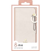 PM-A23APLFJM2WH [iPhone 15 用 ケース レザー カバー 手帳型 マグネット フラップ 衝撃吸収 ワイヤレス充電可 フィンガーストラップ付 スタンド機能付 ミラー付 カードケース機能付 &me ホワイト]