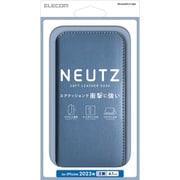 PM-A23APLFY2BU [iPhone 15 用 ケース レザー カバー 手帳型 マグネット フラップ 衝撃吸収 ワイヤレス充電可 ストラップホール付 スタンド機能付 カードケース機能付 NEUTZ ブルー]