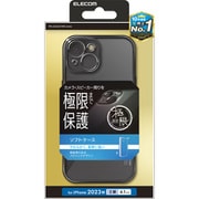 PM-A23AUCTMKBK [iPhone 15 用 ケース ソフト カバー カメラレンズ保護設計 ワイヤレス充電可 ストラップホール付 メタリック加工 背面クリア 極限設計 メタリックブラック]