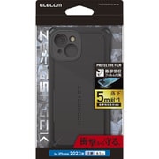 PM-A23AZEROSBK [iPhone 15 用 ケース ハイブリッド カバー 衝撃吸収 ワイヤレス充電可 ストラップホール付 フィルム付 ZEROSHOCK Solid 極限保護 ブラック]