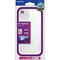 PM-A23BHVCKCR [iPhone 15 Plus 用 ケース ハイブリッド カバー 衝撃吸収 カメラレンズ保護設計 ワイヤレス充電可 ストラップホール付 硬度5H クリア]