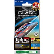 PM-A23CFLGARBL [iPhone 15 Pro ガラスフィルム 高透明 光反射軽減 動画映え ブルーライトカット 強化ガラス 表面硬度10H 指紋防止 飛散防止 貼り付けツール付 気泡防止]