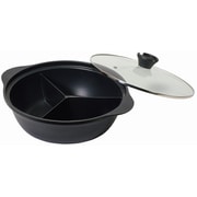 三食鍋 28cm IH対応 ふっ素加工 ガラス蓋付 火鍋 HC-0087