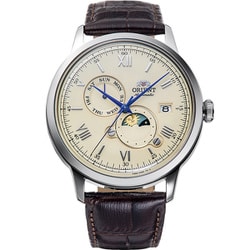 ORIENT（オリエント） Classic（クラシック） Bambino （バンビーノ） SUN&MOON （サンアンドムーン） 自動巻き（手巻付き） カーフバンド メンズ RN-AK0803Y