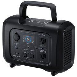PDL-300 [リン酸鉄リチウムイオンバッテリー内蔵 ポータブル電源 LEDライト付き スマホワイヤレス充電可能 出力ポート（ AC100V×2口、USB 5V×2口、DC12Vソケット×1口） 定格出力：280W バッテリー容量：24000mAh]