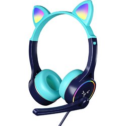 LED猫耳ヘッドホン ネイビー HH-788