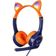 LED猫耳ヘッドホン オレンジ HH-789