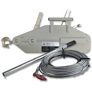 BA061-02-gr [ハンドウインチ 1600kg グレー ワイヤロープ 20m付き]