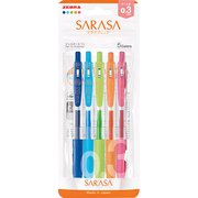 ジェルボールペン SARASA CLIP(サラサクリップ) 0.3mm ノック式 5色セット JJH15-5C-N