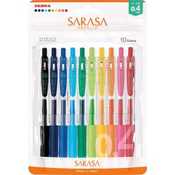 ジェルボールペン SARASA CLIP（サラサクリップ） 0.4mm ノック式 10色セット JJS15-10C-N