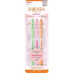 ジェルボールペン SARASA CLIP（サラサクリップ） 0.5mm ノック式 ミルクカラー 3色セット JJ15-3C-MK-N