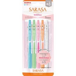 ジェルボールペン SARASA CLIP（サラサクリップ） 0.5mm ノック式 ミルクカラー 5色セット JJ15-5C-MK-N