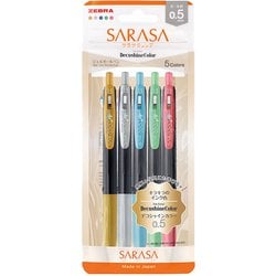 ジェルボールペン SARASA CLIP（サラサクリップ） 0.5mm ノック式 デコシャイン 5色セット JJ15-5C-SH-N