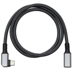 PD100W対応 USB3.2Gen1 Type-C 横L型延長ケーブル 80cm U31CC-LF08