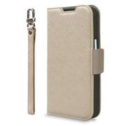 CR_IONCSPLNU_BG [iPhone 15 対応 ケース 手帳型/カード 収納/ストラップ/スタンド 機能 付 レザー スマホケース NU ベージュ×グレー]