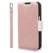 CR_IONCSPLNU_CW [iPhone 15 対応 ケース 手帳型/カード 収納/ストラップ/スタンド 機能 付 レザー スマホケース NU シャンパンローズ×ホワイト]