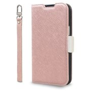 CR_IOBCSPLNU_CW [iPhone 15 Plus 対応 ケース 手帳型/カード 収納/ストラップ/スタンド 機能 付 レザー スマホケース NU シャンパンローズ×ホワイト]