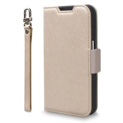 CR_IOPCSPLNU_BG [iPhone 15 Pro 対応 ケース 手帳型/カード 収納/ストラップ/スタンド 機能 付 レザー スマホケース NU ベージュ×グレー]
