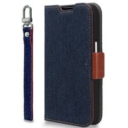 CR_IOPCSDNNJ_ID [iPhone 15 Pro 対応 ケース 手帳型/カード 収納/ストラップ/スタンド 機能 付 デニム スマホケース NU JEANS インディゴ]
