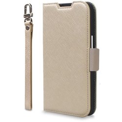 CR_IOGCSPLNU_BG [iPhone 15 Pro Max 対応 ケース 手帳型/カード 収納/ストラップ/スタンド 機能 付 レザー スマホケース NU ベージュ×グレー]