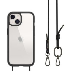 ME_IONCSPTRP_BK [iPhone 15 対応 ケース 斜めがけ 首掛け 肩掛け スマホショルダー ストラップ 付/耐衝撃 米軍 MIL規格 クリア 耐衝撃ケース ROAM＋ ブラック]