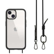 ME_IONCSPTRP_BK [iPhone 15 対応 ケース 斜めがけ 首掛け 肩掛け スマホショルダー ストラップ 付/耐衝撃 米軍 MIL規格 クリア 耐衝撃ケース ROAM＋ ブラック]