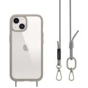 ME_IONCSPTRP_GY [iPhone 15 対応 ケース 斜めがけ 首掛け 肩掛け スマホショルダー ストラップ 付/耐衝撃 米軍 MIL規格 クリア 耐衝撃ケース ROAM＋ グレー]